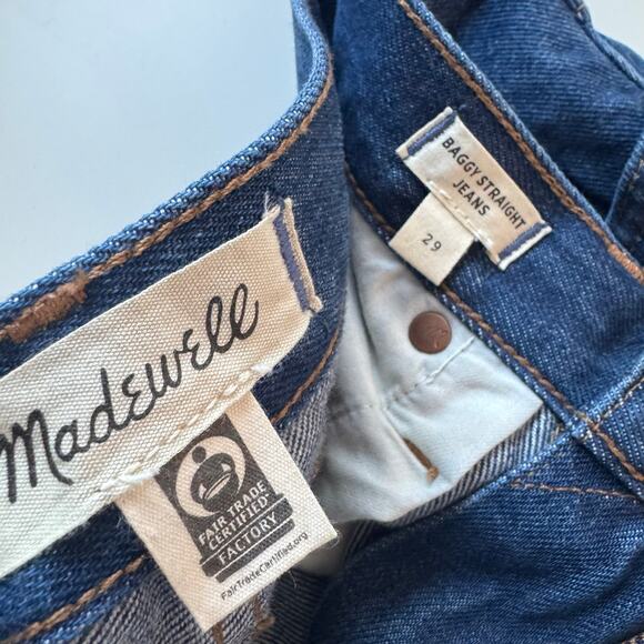 Madewell size 29 Baggy Straight Jeans in Dark Worn Indigo Wash - NH643 - Picture 6 of 6